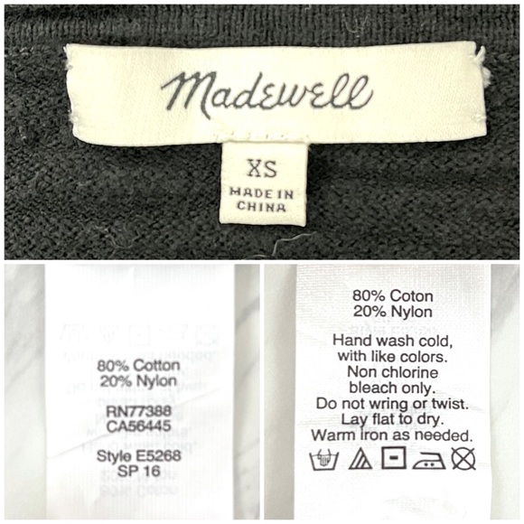 Madewell- Black Slubbed Knit Sweater Size XS - Picture 8 of 8